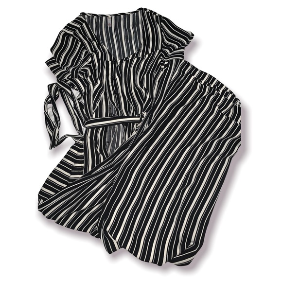 Xhilaration Striped Scoop Neck Button-Front Belted Jumpsuit - Picture 3 of 5